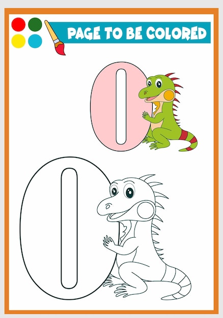 Libro para colorear para niños linda iguana