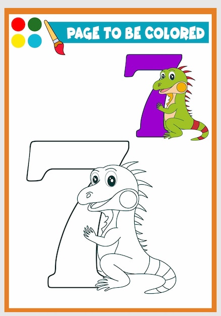 Libro para colorear para niños linda iguana