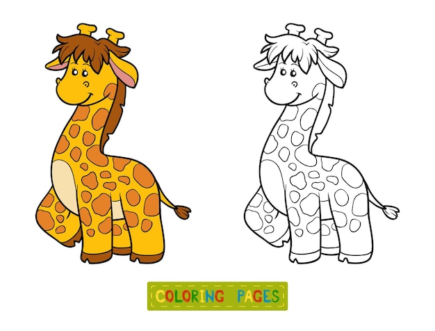 Vector libro para colorear para niños linda jirafa
