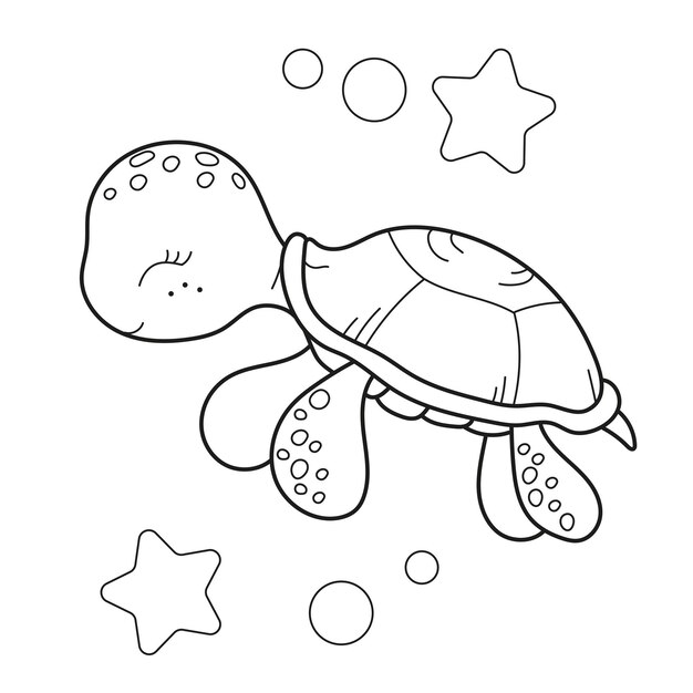 Vector libro para colorear para niños linda tortuga