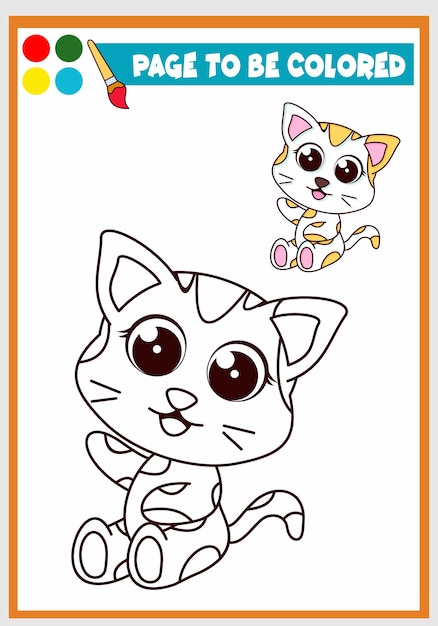 Libro para colorear para niños con lindo gato Plantilla para colorear Children39s coloring