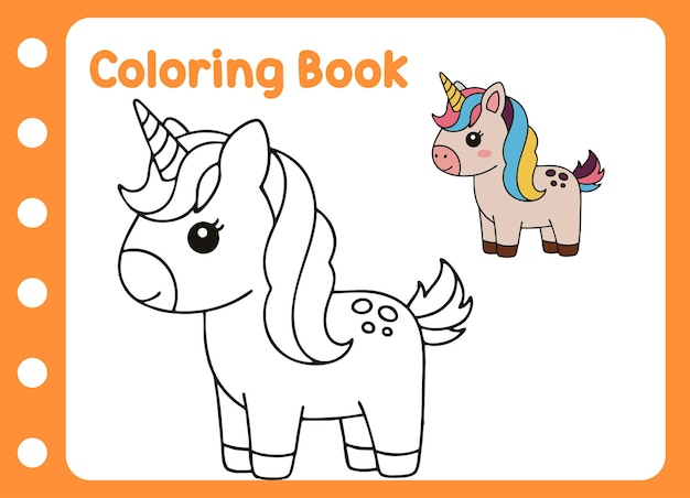 libro de colorear para niños lindo pequeño unicornio