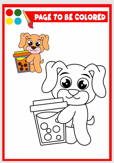 Libro para colorear para niños lindo perro