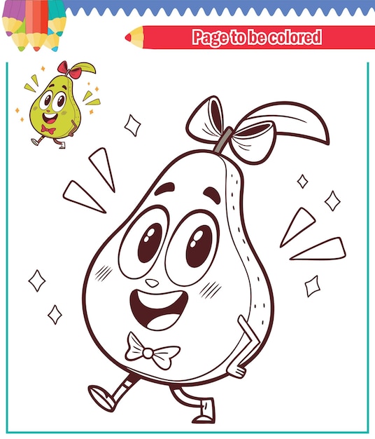 Libro de colorear para niños lindo Vector de pera