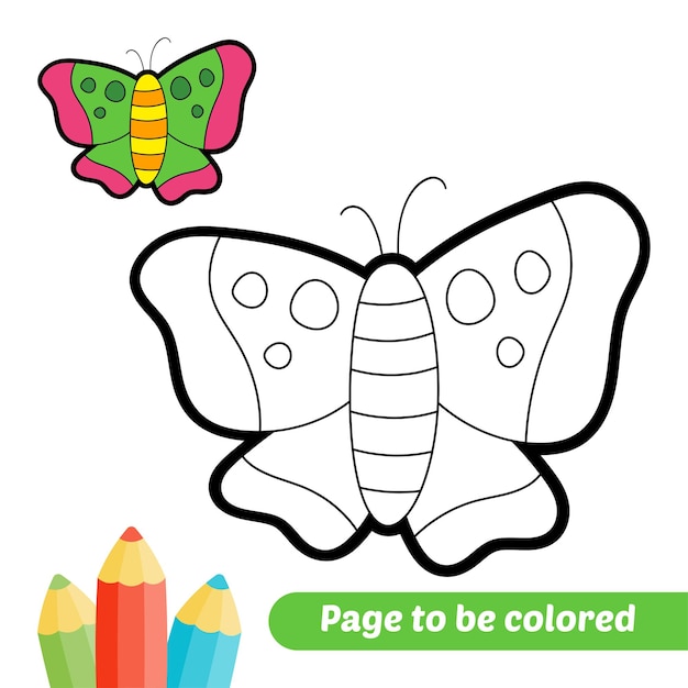 Libro para colorear para niños mariposa vector