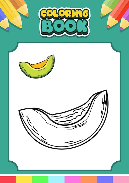 Libro para colorear para niños melón vector