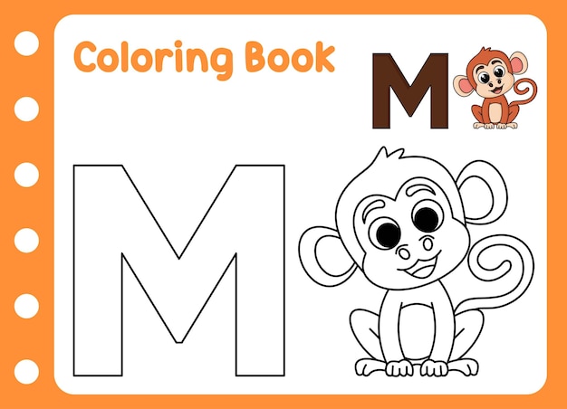 libro de colorear para niños mono lindo