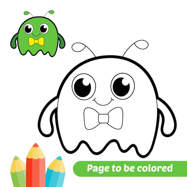 Libro para colorear para niños monstruo alienígena vector