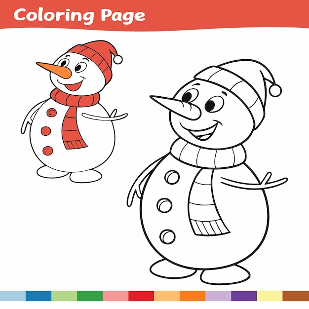 Libro para colorear para niños muñeco de nieve vector