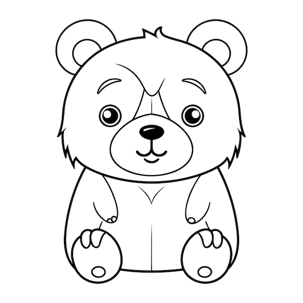 Vector libro para colorear para niños oso de peluche ilustración vectorial