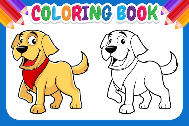 Libro de colorear para niños. página para colorear de perro de dibujos animados