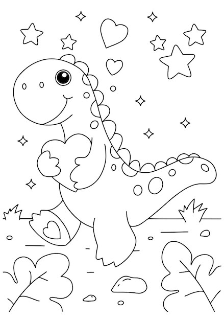 Libro para colorear para niños Página de dinosaurio Velociraptor