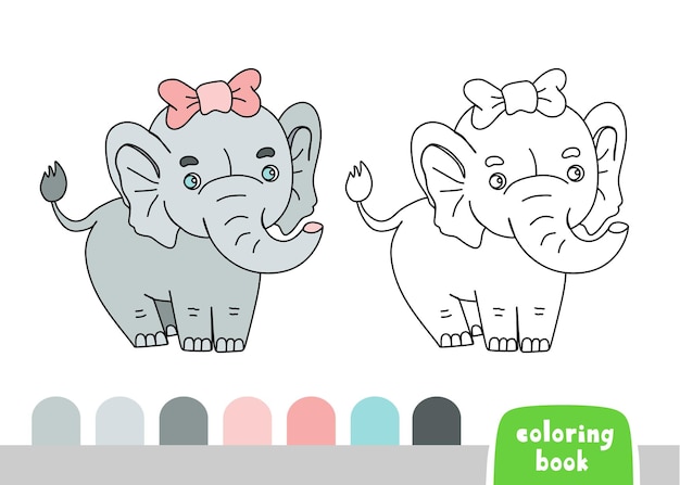 Libro para colorear para niños Página de elefante para libros Revistas Ilustración vectorial