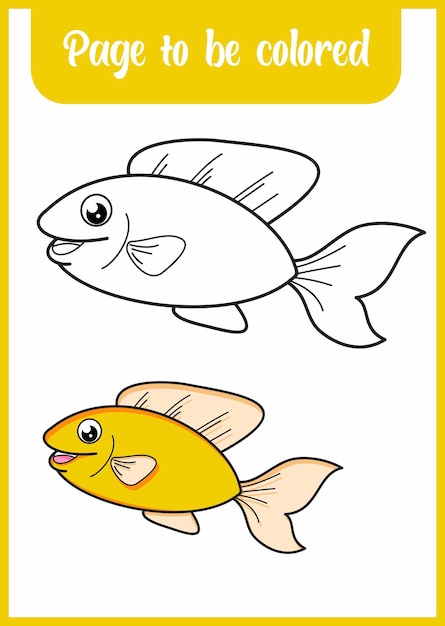 Vector libro para colorear para niños peces lindos