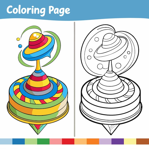 Libro para colorear para niños peonza vector