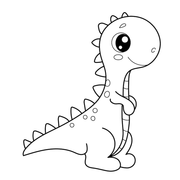 Vector libro para colorear para niños pequeño dinosaurio.