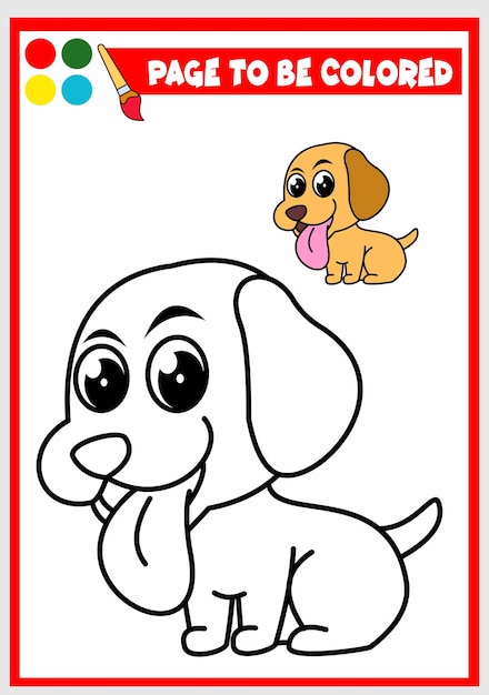 Libro para colorear para niños perro vector