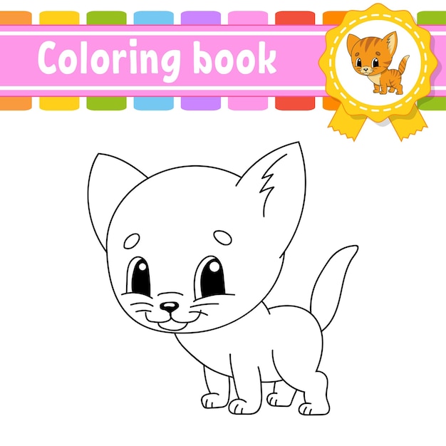 Libro para colorear para niños Personaje alegre Ilustración vectorial Estilo de dibujos animados lindo