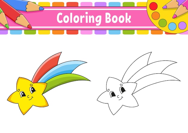 Libro para colorear para niños personaje de dibujos animados Silueta de contorno negro Aislado sobre fondo blanco Ilustración vectorial