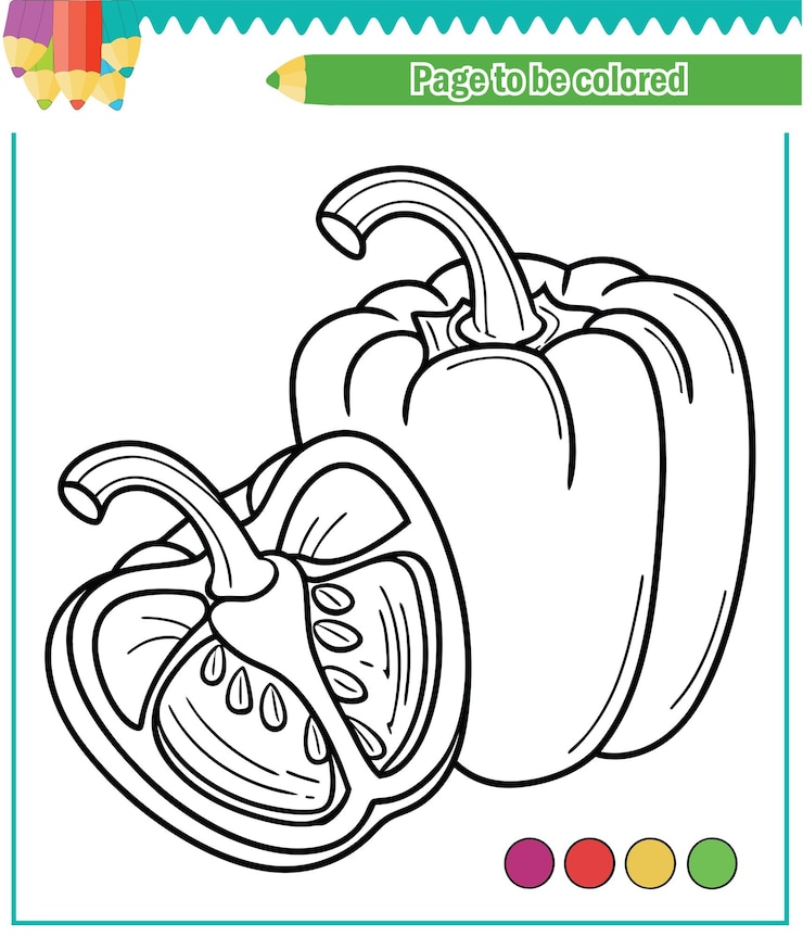Vector libro para colorear para niños pimiento