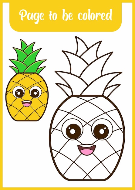 Libro para colorear para niños piña linda