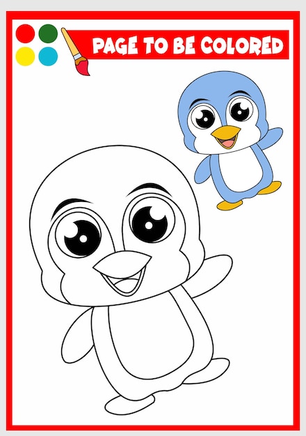 Libro para colorear para niños pingüino