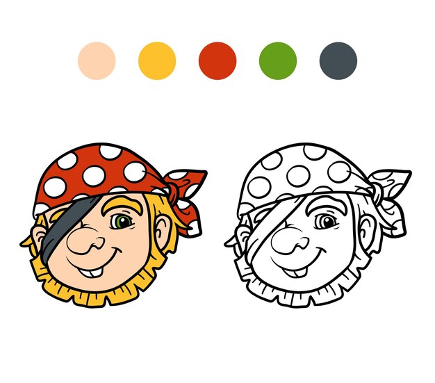 Libro de colorear para niños, pirata