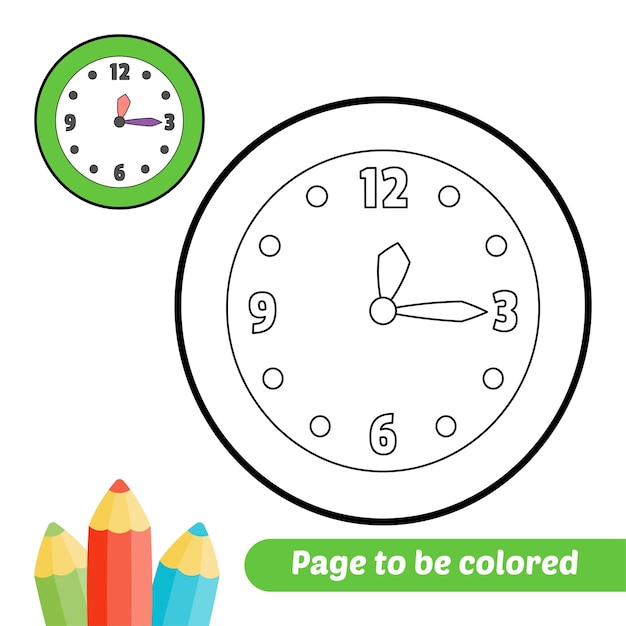 Vector libro para colorear para niños reloj vector