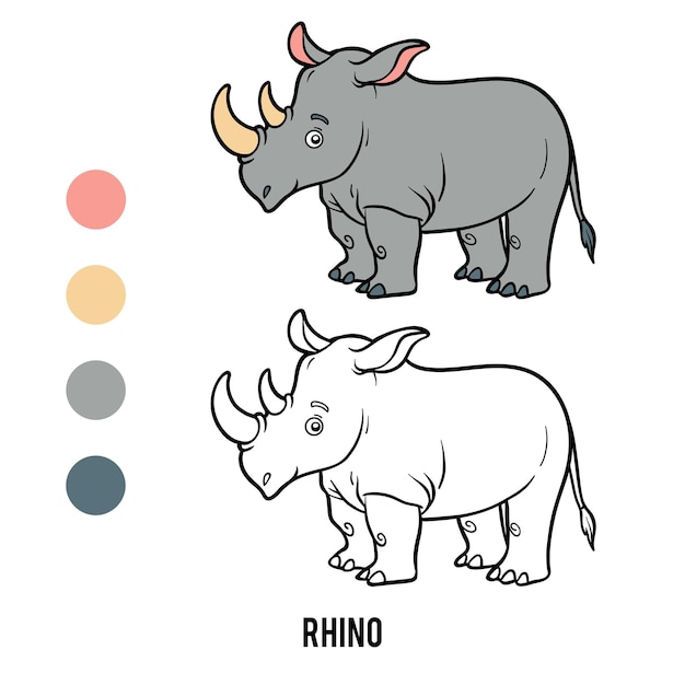 Vector libro de colorear para niños, rhino