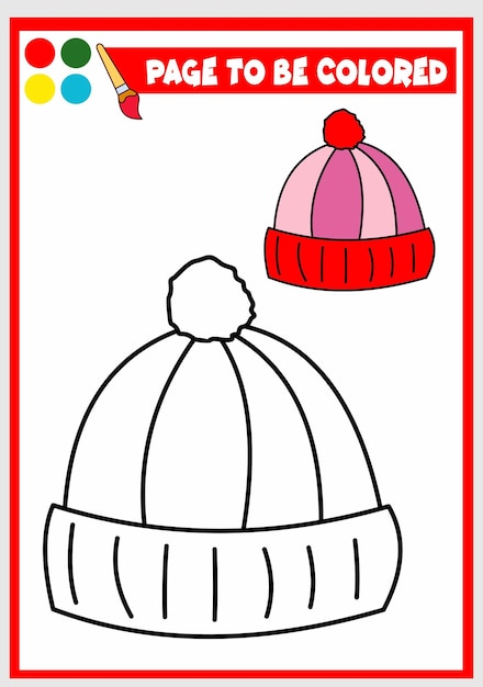 Libro para colorear para niños sombrero de invierno