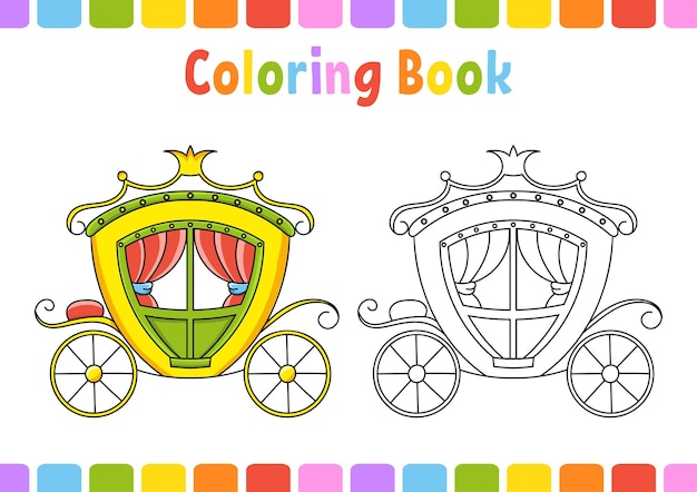 Libro para colorear para niños tema de cuento de hadas personaje de dibujos animados página de fantasía para niños