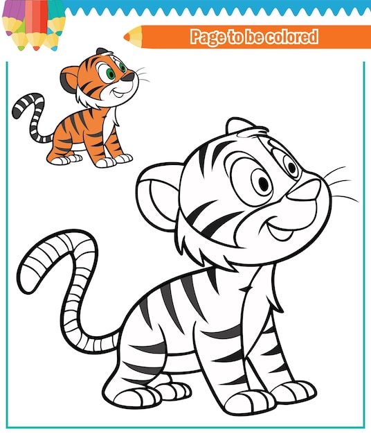 Libro para colorear para niños tigre vector