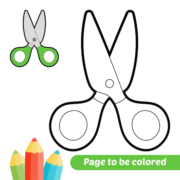 Libro para colorear para niños tijeras vector