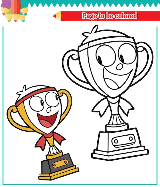 Libro para colorear para niños trofeo vector