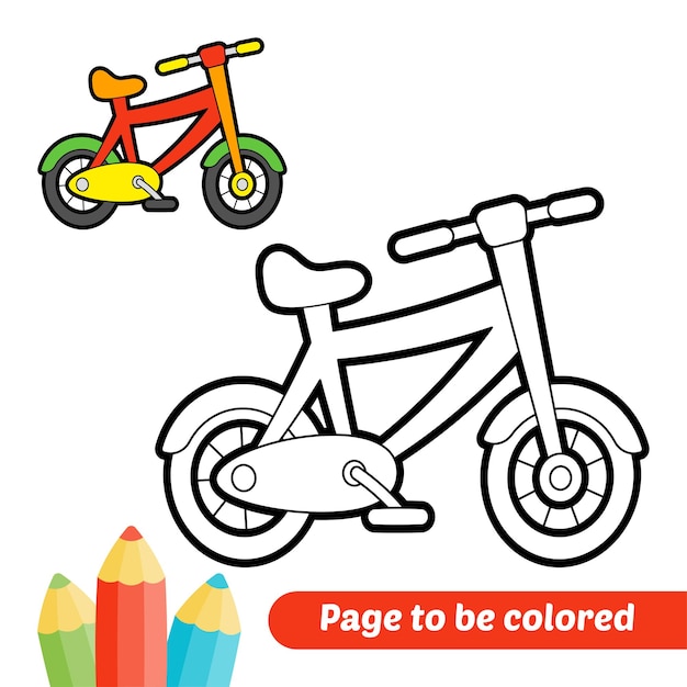 Libro para colorear para niños vector de bicicleta