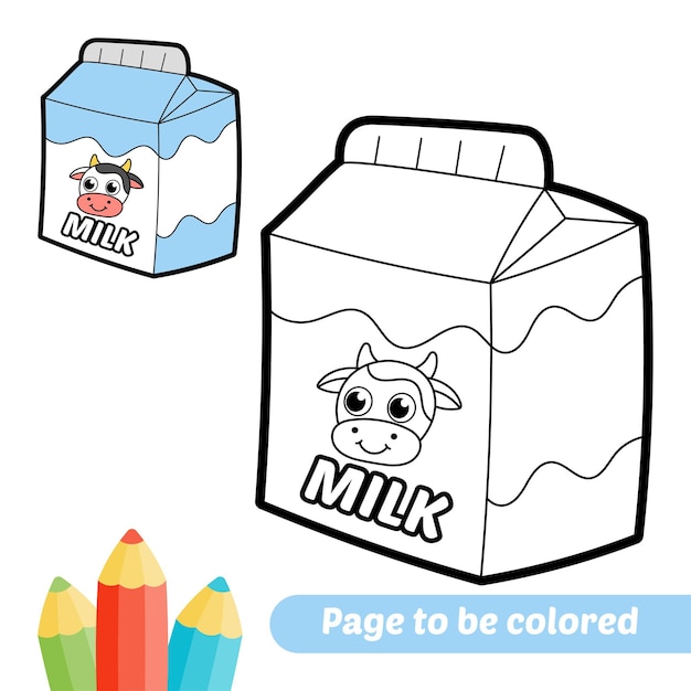 Libro para colorear para niños vector de caja de leche