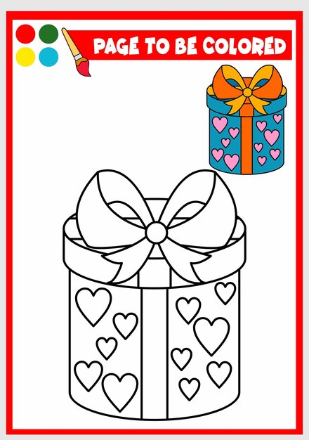 Libro de colorear para niños vector de caja de regalo