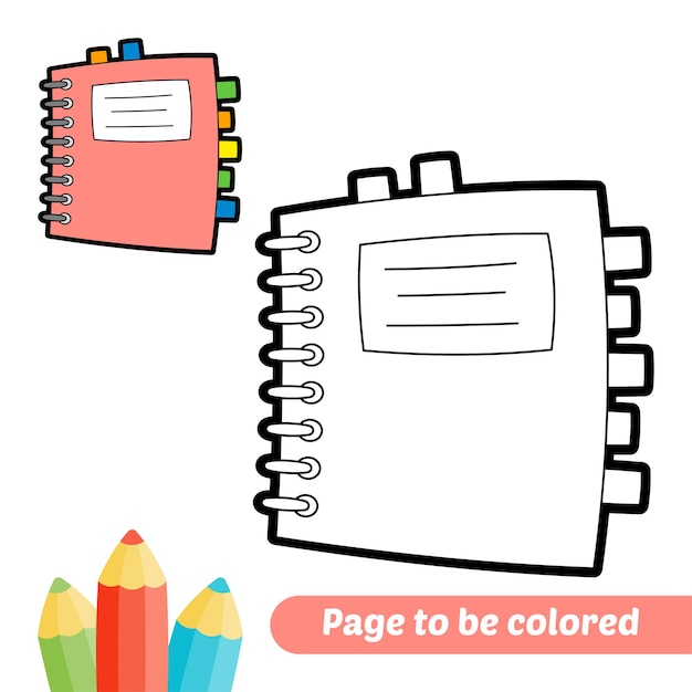 Libro para colorear para niños vector de cuaderno