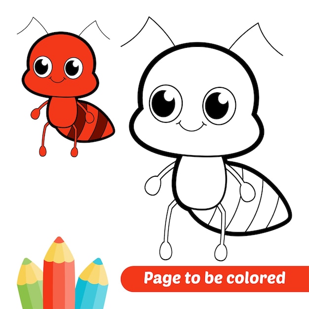 Libro para colorear para niños Vector de hormigas