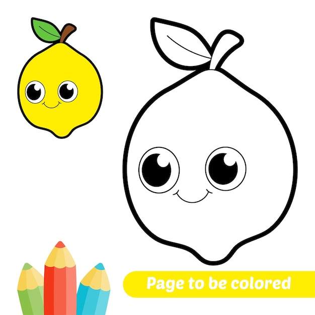 Libro para colorear para niños vector de limón