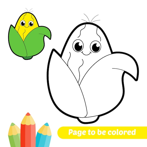 Libro para colorear para niños vector de maíz