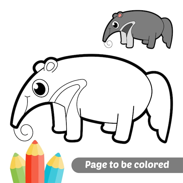 Libro para colorear para niños vector de oso hormiguero
