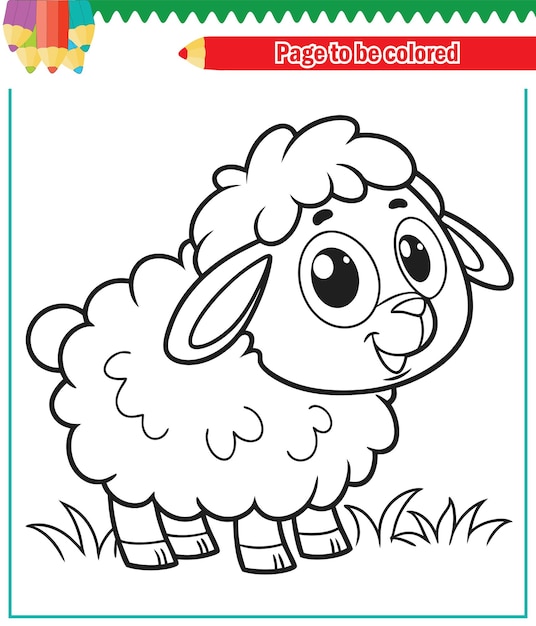 Libro de colorear para niños vector de ovejas