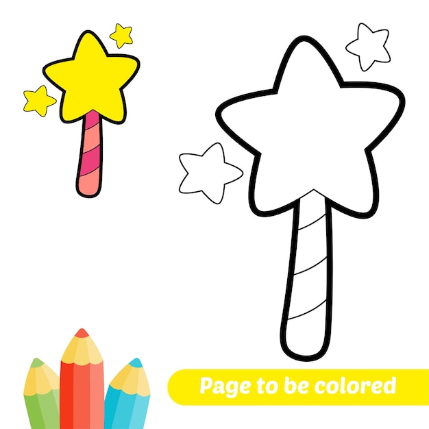Libro para colorear para niños vector de palo mágico