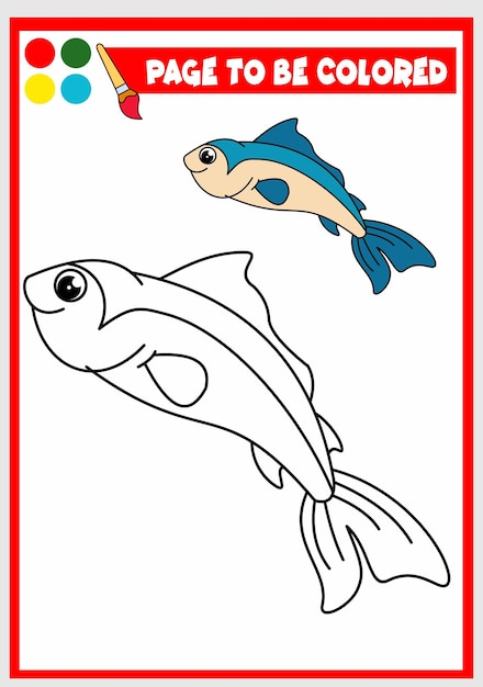 Libro de colorear para niños vector de peces