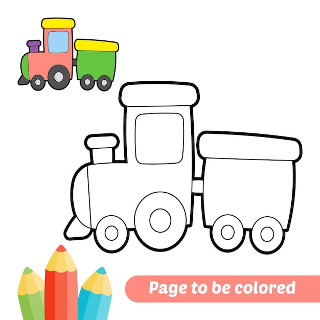 Libro para colorear para niños Vector de trenes