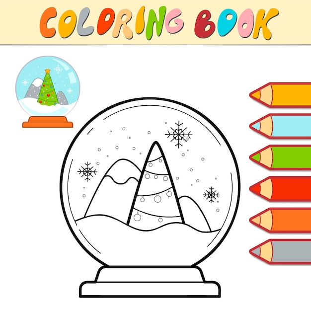 Libro para colorear o página para colorear para niños. ilustración de vector de bola de navidad blanco y negro