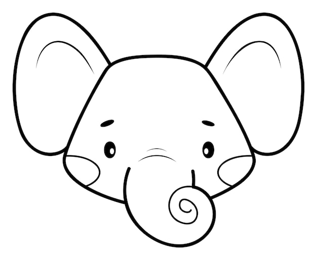 Libro para colorear o página para niños. Ilustración de contorno blanco y negro de elefante.