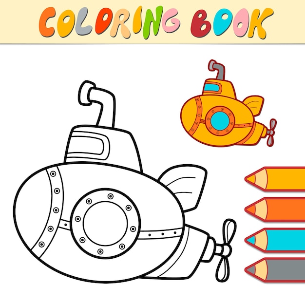 Libro de colorear o página para niños. ilustración submarina en blanco y negro