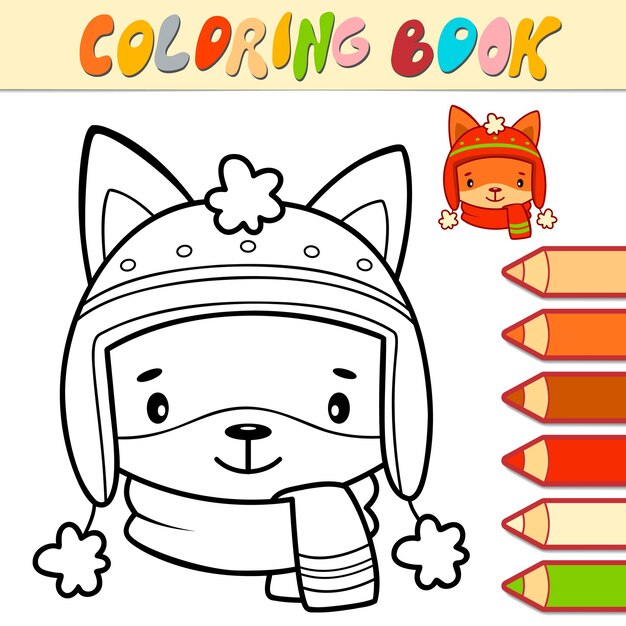 Libro de colorear o página para niños. Ilustración de vector blanco y negro de animales de Navidad